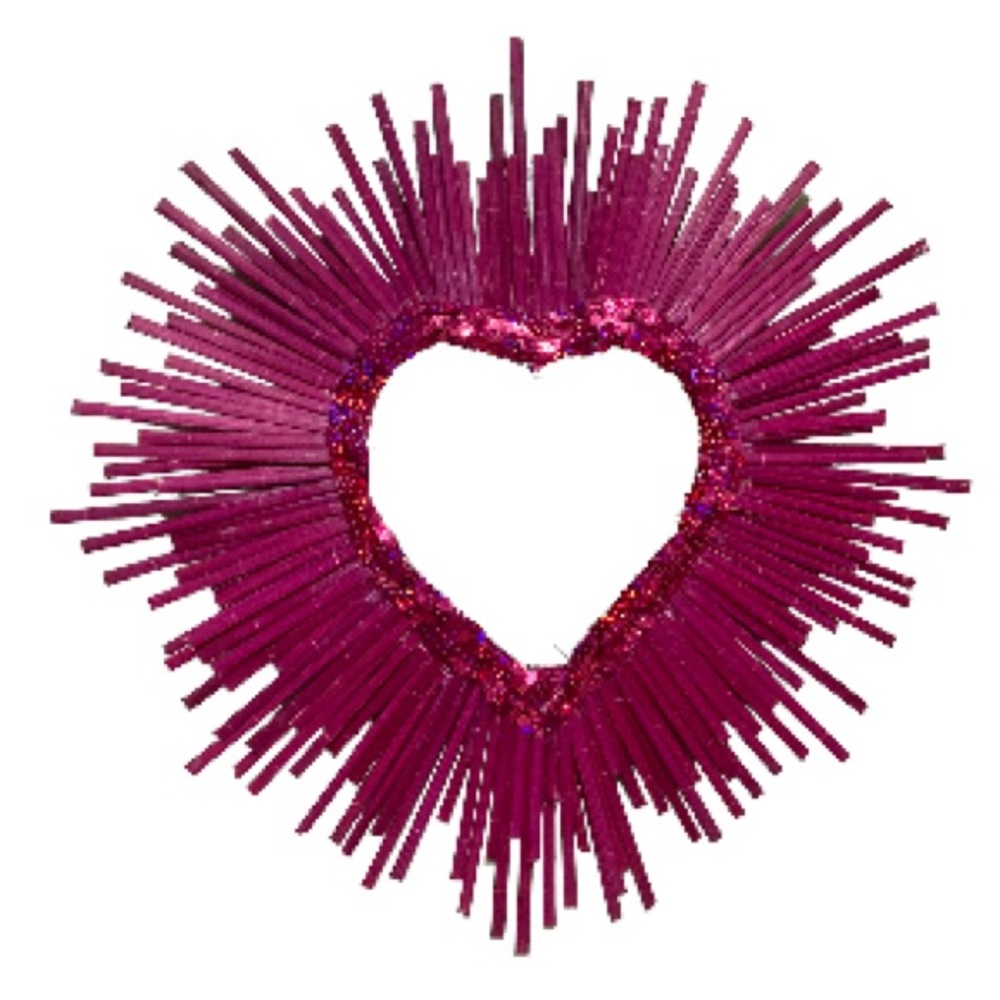 Heart Mirror Wall Art Decor- 17" Diameter- Blingy Hot Pink Purple